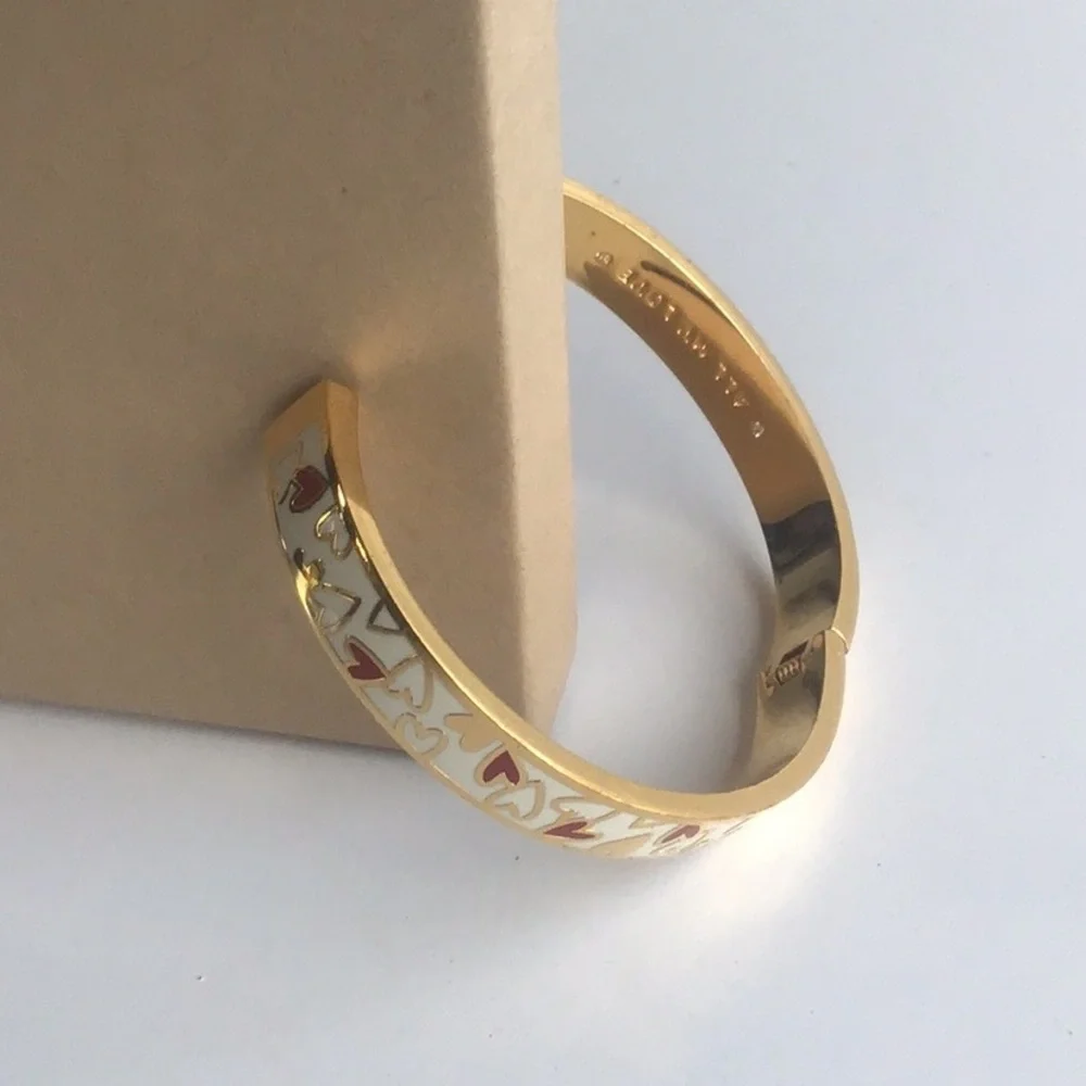 Kate Spade All My Love hearts gold plated Bangle Bracelet Rare - Picture 8 of 16
